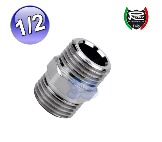 Double screw fitting Niples MM 1/2'' in chromed brass