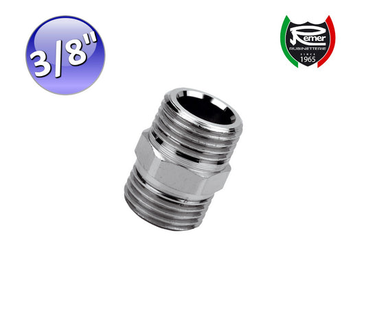 Double screw fitting nipples MM 3/8'' in chromed brass
