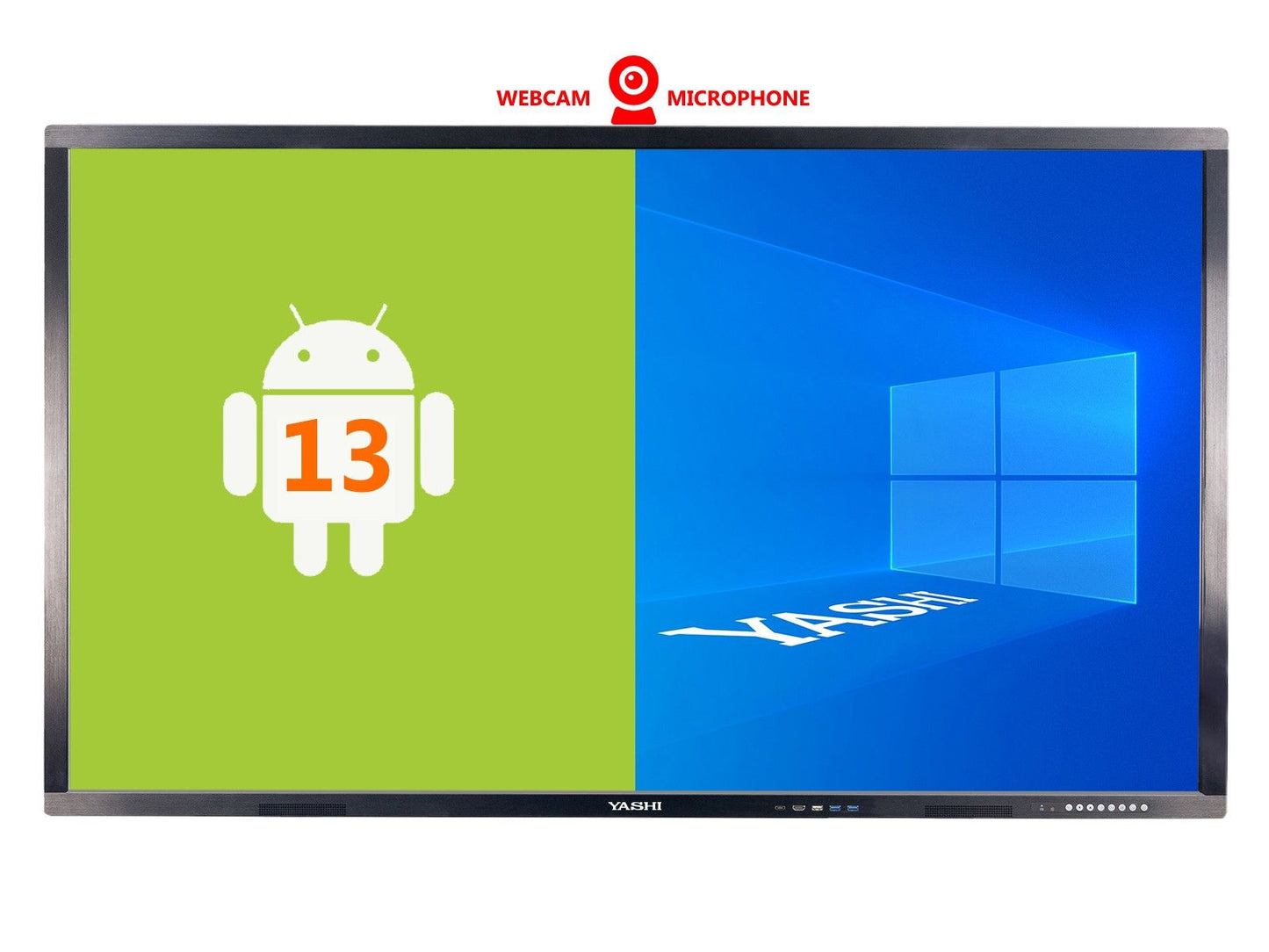 YASHI DISPLAY TOUCH INTERATTIVO 75 16:9 550 CD/M 4K UHD 20 TOCCHI, 4GB RAM / 32 GB STORAGE, AV Out, Av In, 2xHDMI In, USB-C, RJ4