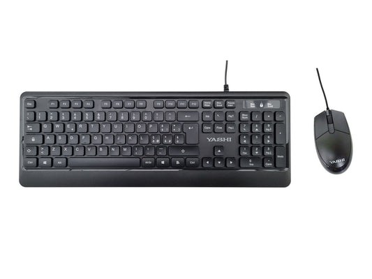 YASHI TASTIERA E MOUSE USB KIT, SOFT, NERO, ITA